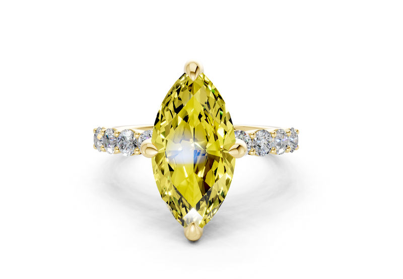 Arabella Yellow Diamond Accent Marquise Cut 2mm Engagement Ring