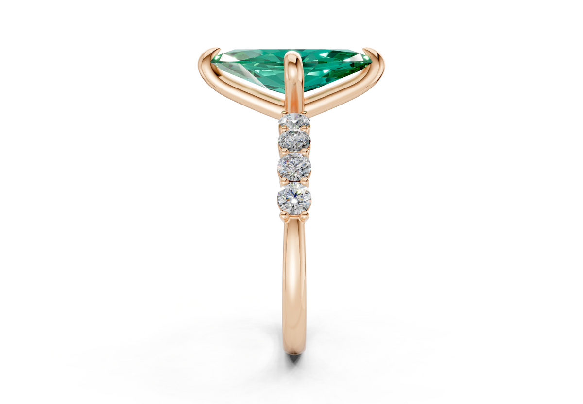 Arabella Emerald Gemstone Accent Marquise Cut 2mm Engagement Ring