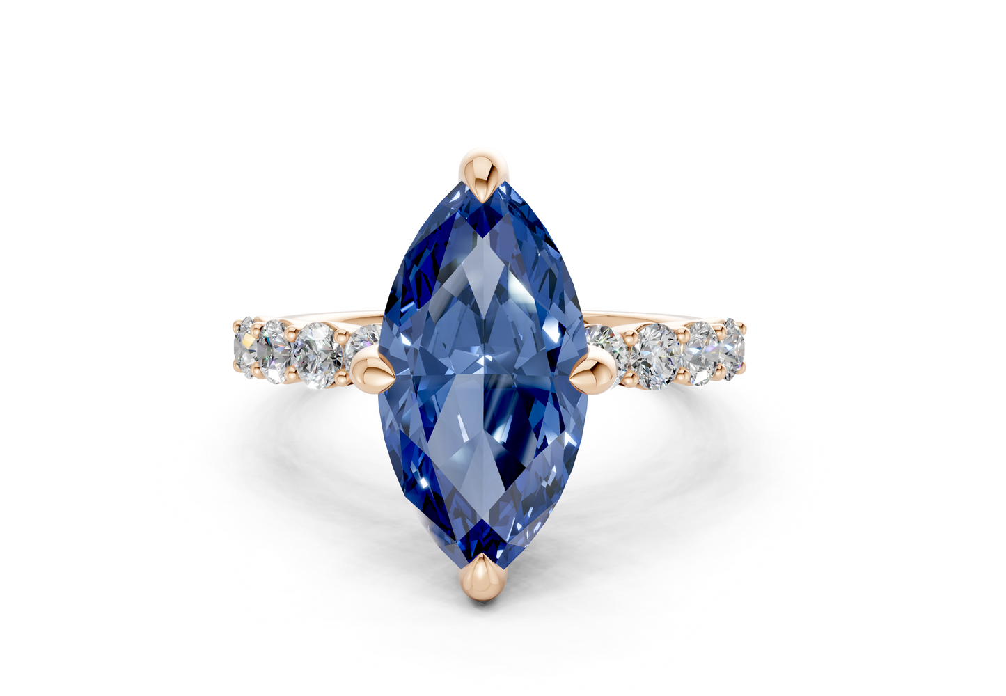 Arabella Sapphire Gemstone Accent Marquise Cut 2mm Engagement Ring