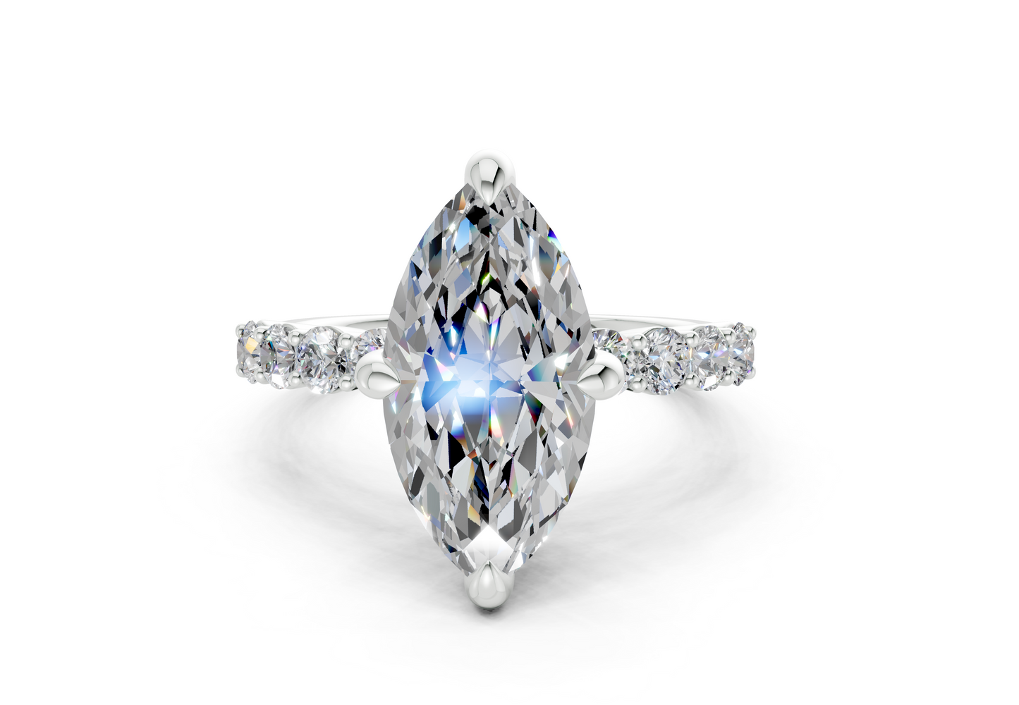 Arabella Diamond Accent Marquise Cut 2mm Engagement Ring