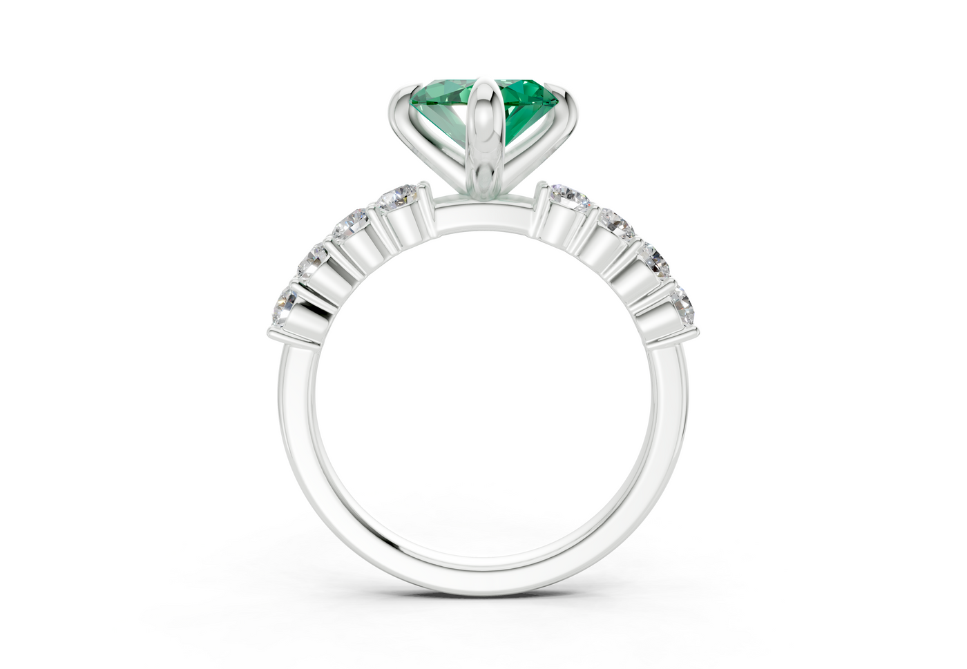 Arabella Emerald Gemstone Accent Marquise Cut 2mm Engagement Ring