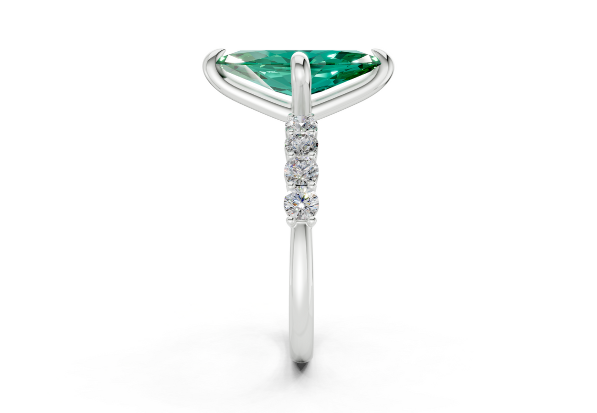 Arabella Emerald Gemstone Accent Marquise Cut 2mm Engagement Ring