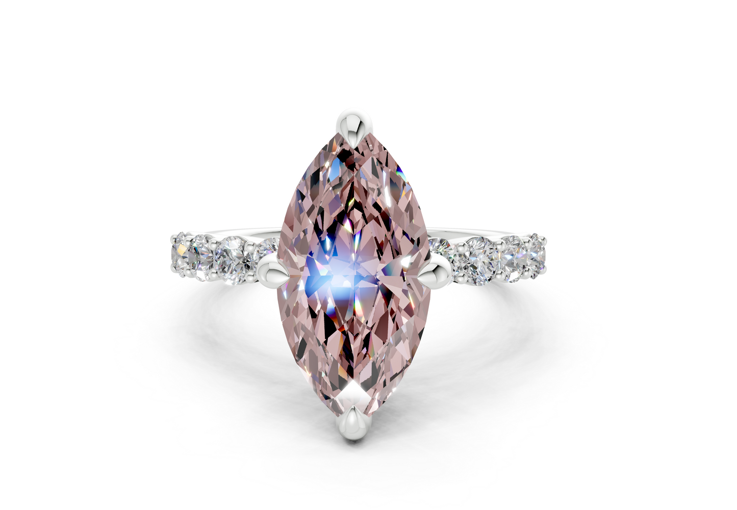 Arabella Pink Diamond Accent Marquise Cut 2mm Engagement Ring
