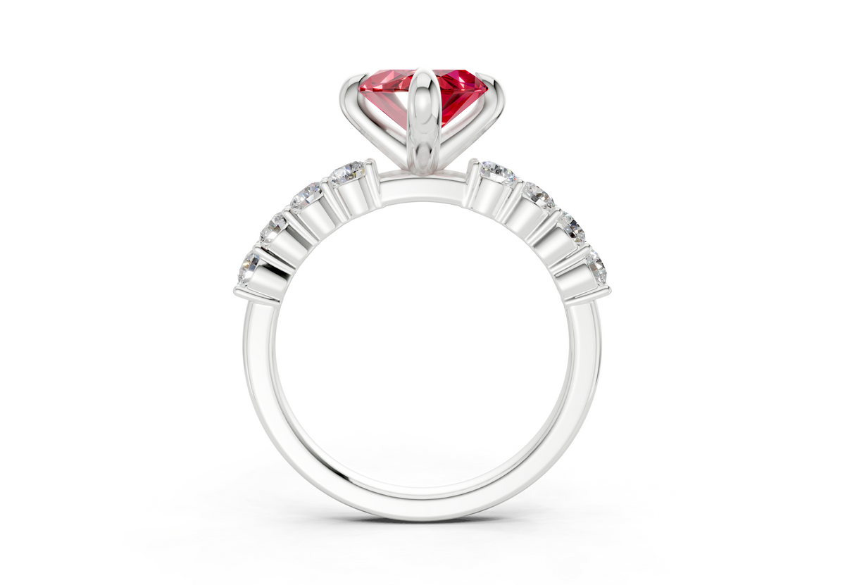 Arabella Ruby Gemstone Accent Marquise Cut 2mm Engagement Ring