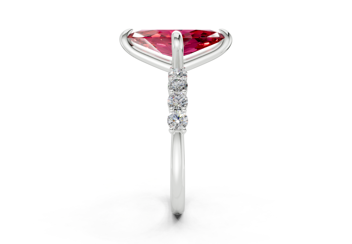Arabella Ruby Gemstone Accent Marquise Cut 2mm Engagement Ring