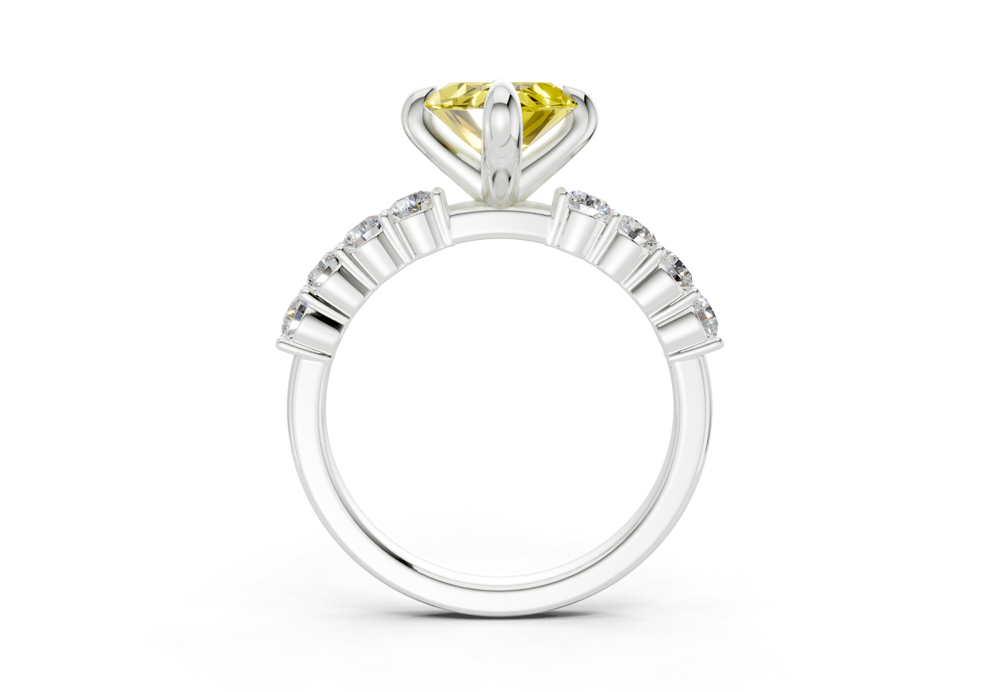 Arabella Yellow Diamond Accent Marquise Cut 2mm Engagement Ring