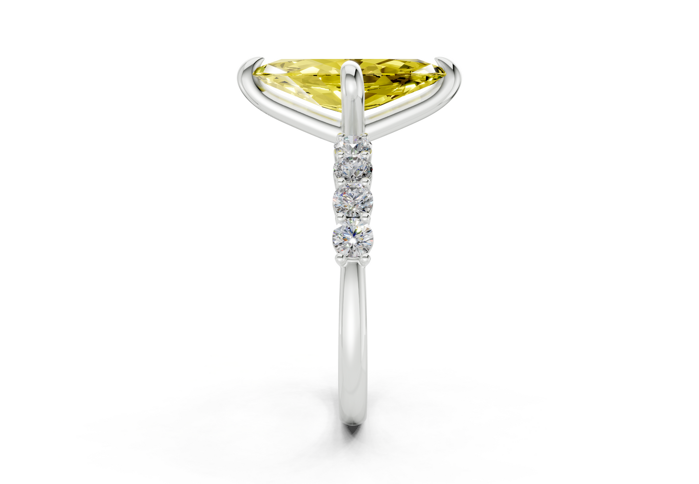 Arabella Yellow Diamond Accent Marquise Cut 2mm Engagement Ring