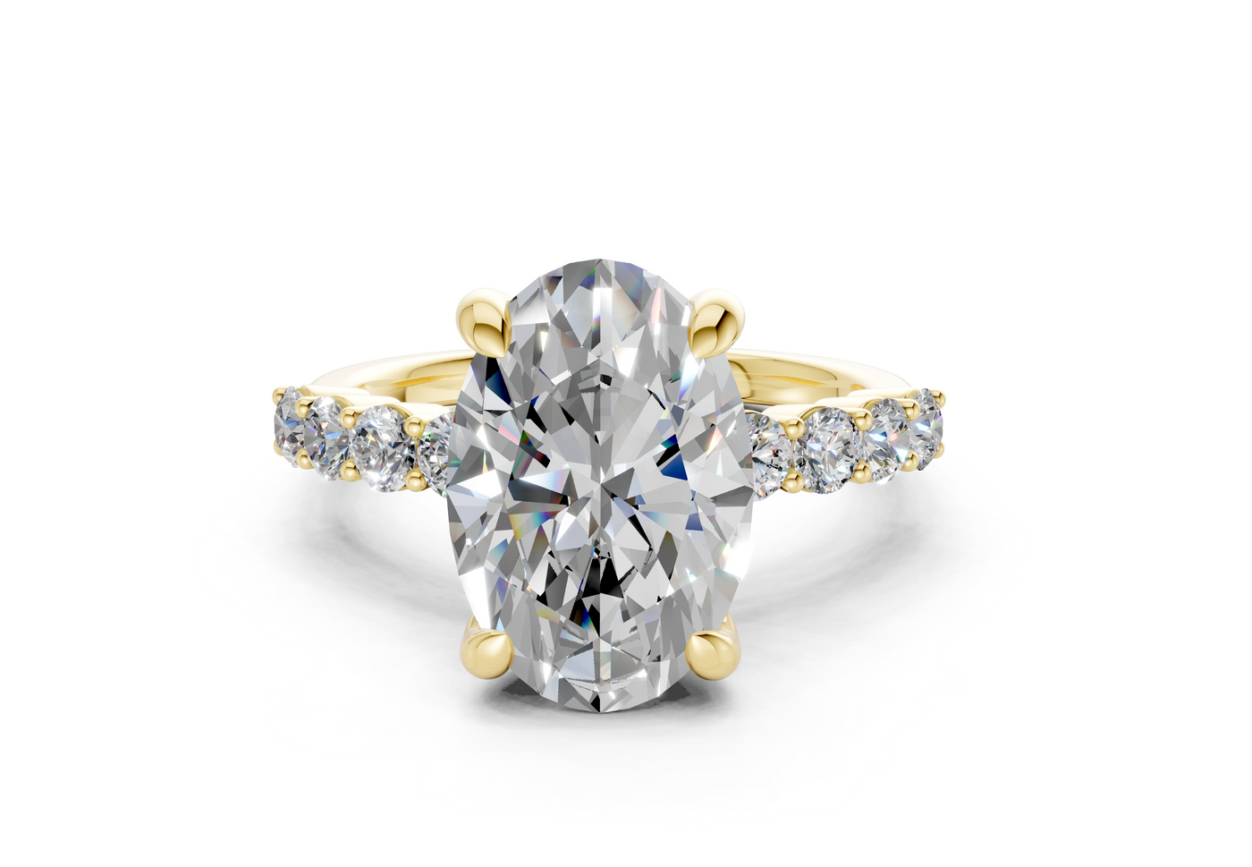 Arabella Diamond Accent Oval Cut 2mm Engagement Ring