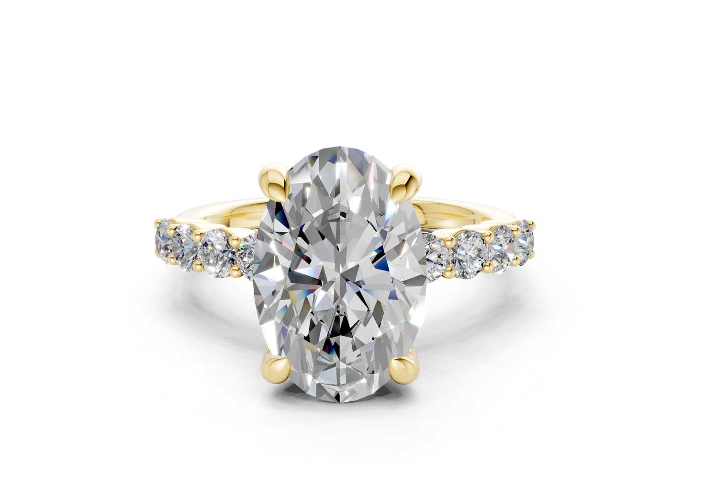 Arabella Diamond Accent Oval Cut 2mm Engagement Ring
