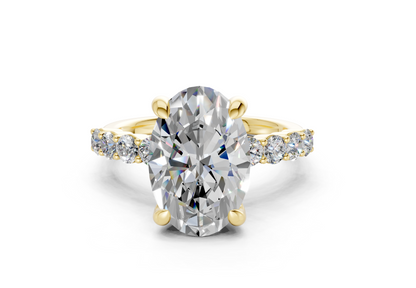 Arabella Diamond Accent Oval Cut 2mm Engagement Ring