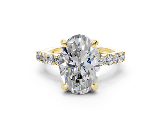 Arabella Diamond Accent Oval Cut 2mm Engagement Ring