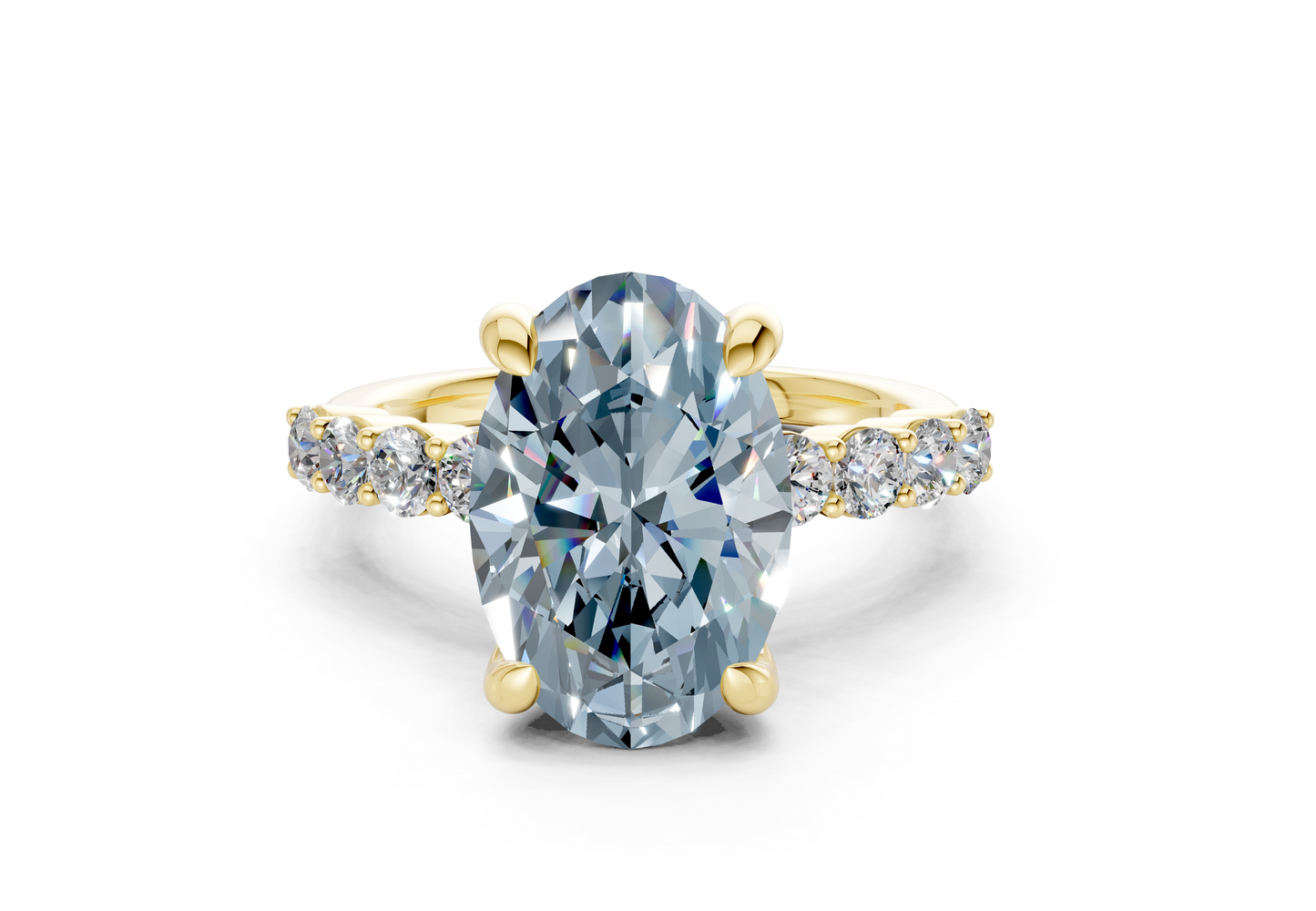 Arabella Blue Diamond Accent Oval Cut 2mm Engagement Ring