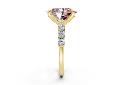 Arabella Pink Diamond Accent Oval Cut 2mm Engagement Ring