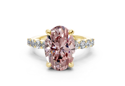 Arabella Pink Diamond Accent Oval Cut 2mm Engagement Ring