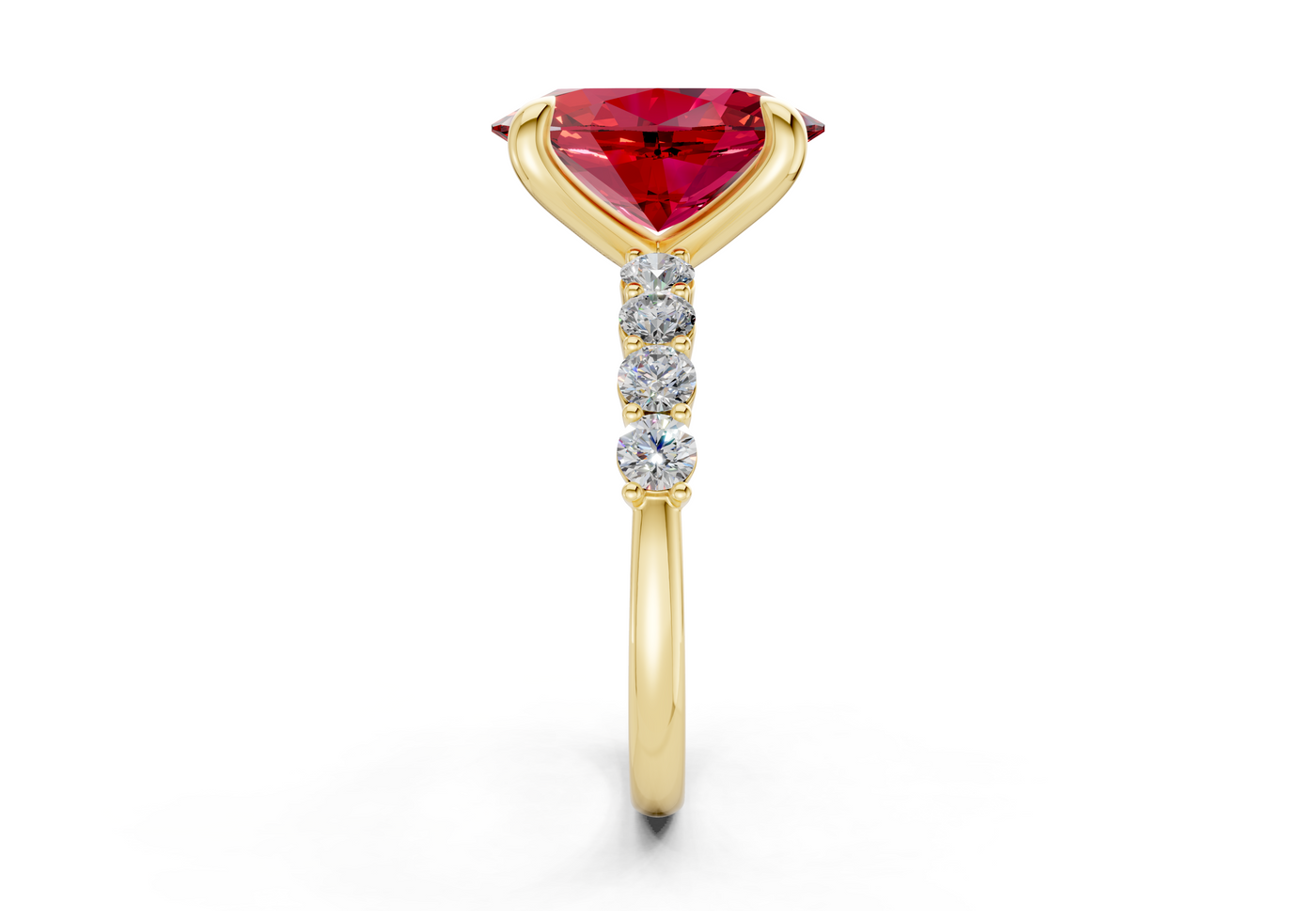Arabella Ruby Gemstone Accent Oval Cut 2mm Engagement Ring