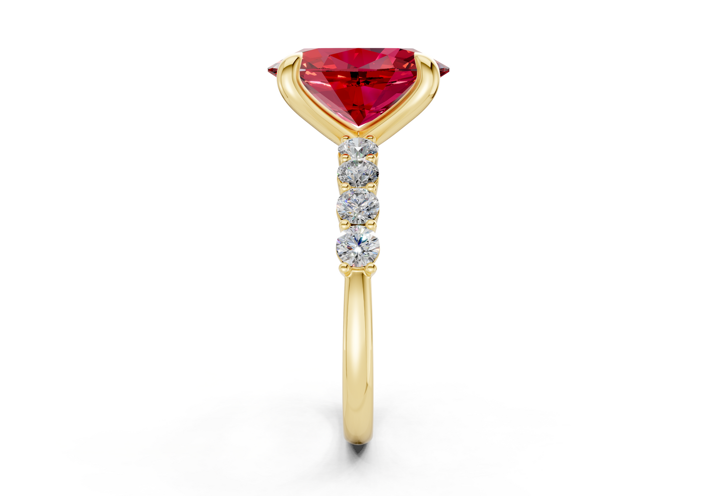 Arabella Ruby Gemstone Accent Oval Cut 2mm Engagement Ring