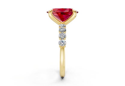 Arabella Ruby Gemstone Accent Oval Cut 2mm Engagement Ring
