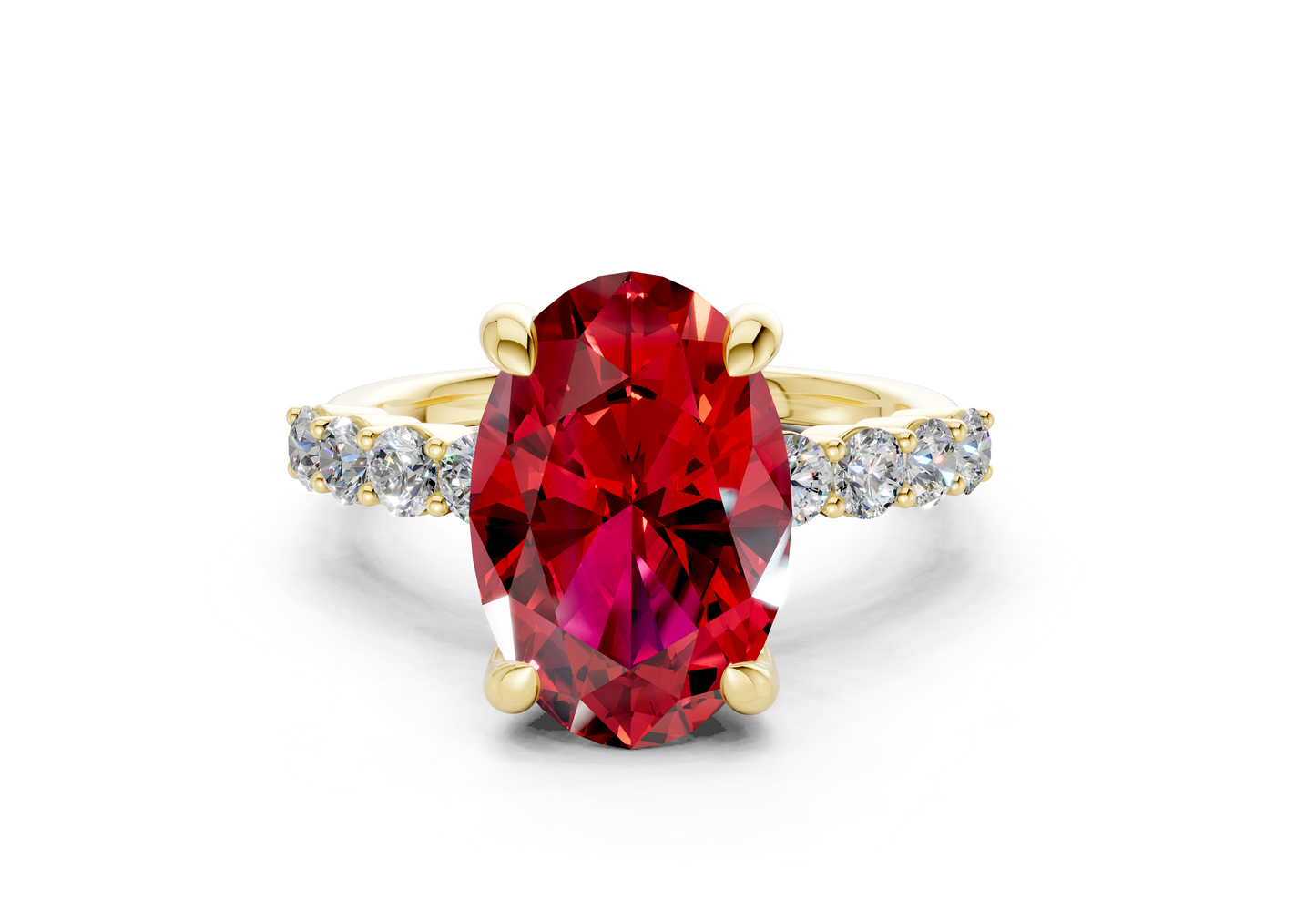 Arabella Ruby Gemstone Accent Oval Cut 2mm Engagement Ring