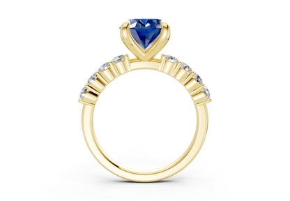 Arabella Sapphire Gemstone Accent Oval Cut 2mm Engagement Ring