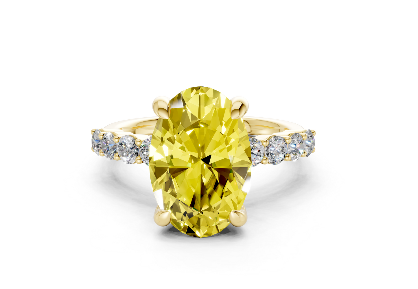 Arabella Yellow Diamond Accent Oval Cut 2mm Engagement Ring