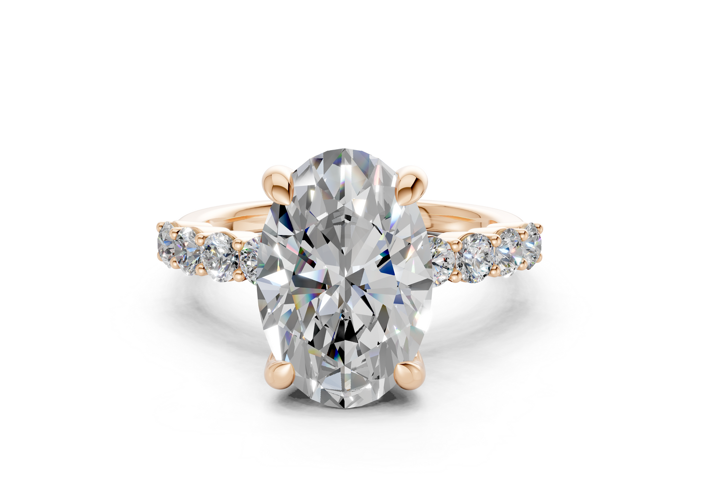 Arabella Diamond Accent Oval Cut 2mm Engagement Ring