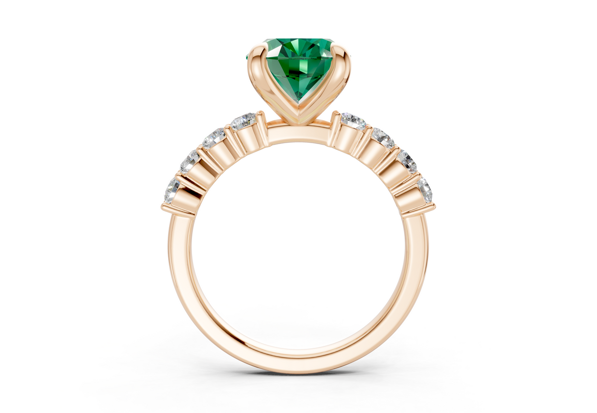 Arabella Emerald Gemstone Accent Oval Cut 2mm Engagement Ring