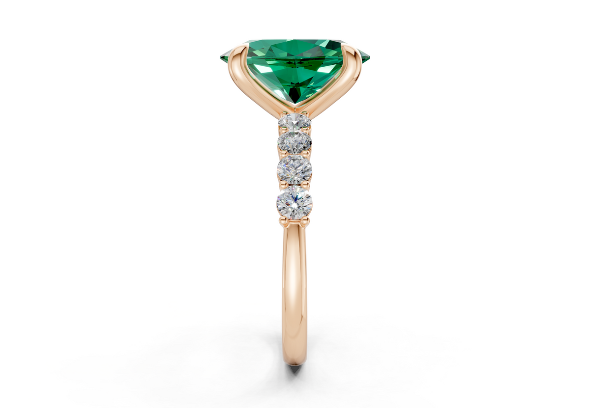 Arabella Emerald Gemstone Accent Oval Cut 2mm Engagement Ring