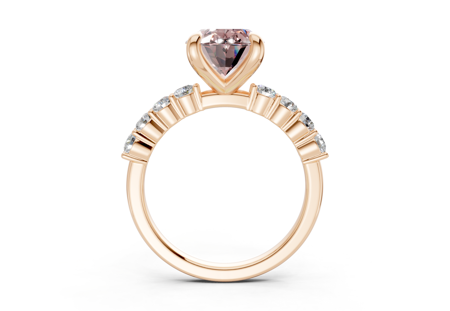 Arabella Pink Diamond Accent Oval Cut 2mm Engagement Ring