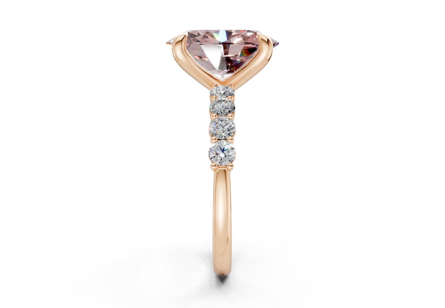 Arabella Pink Diamond Accent Oval Cut 2mm Engagement Ring