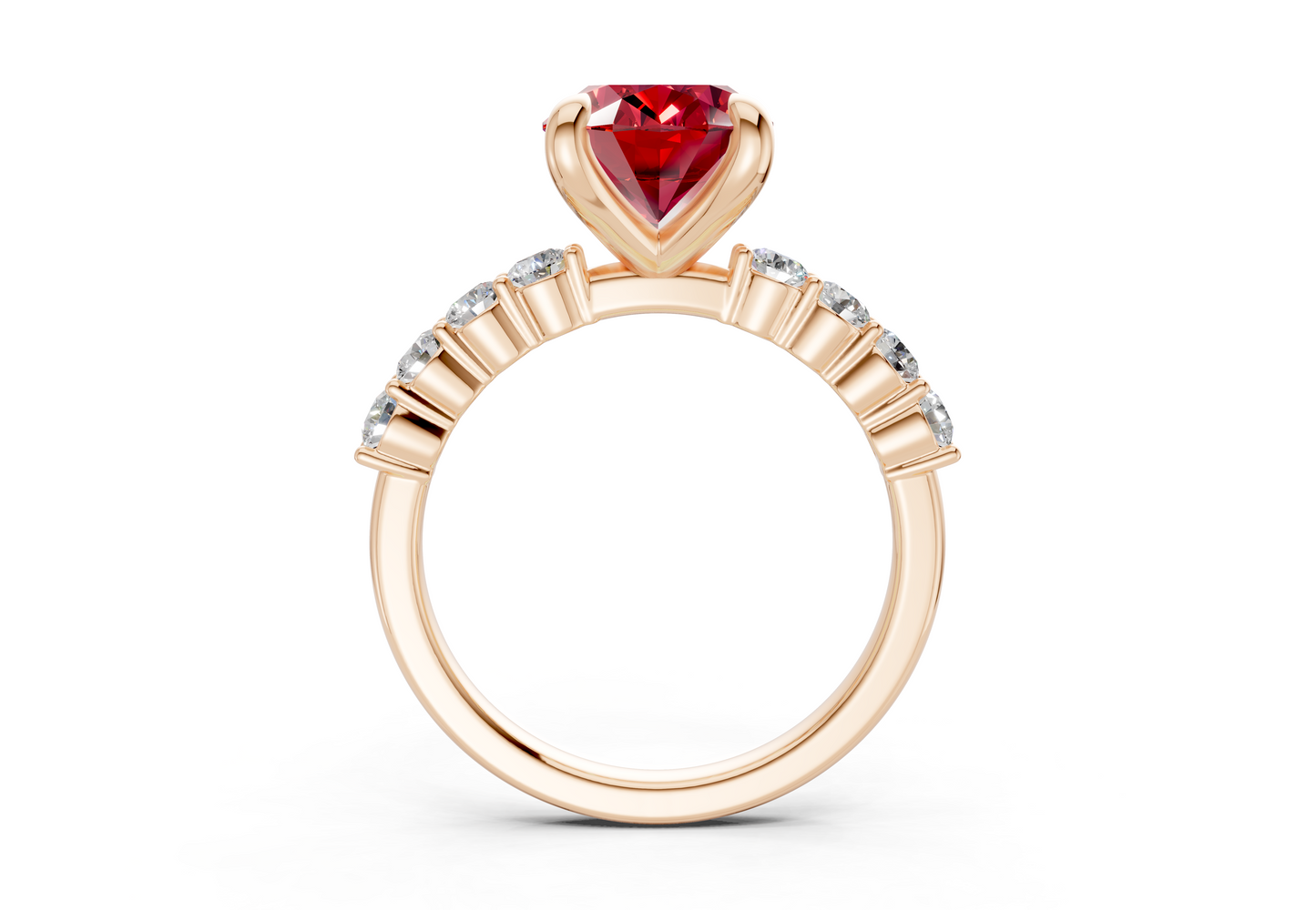 Arabella Ruby Gemstone Accent Oval Cut 2mm Engagement Ring