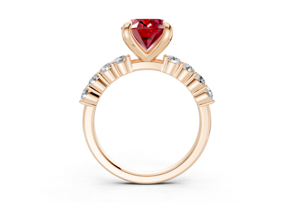 Arabella Ruby Gemstone Accent Oval Cut 2mm Engagement Ring