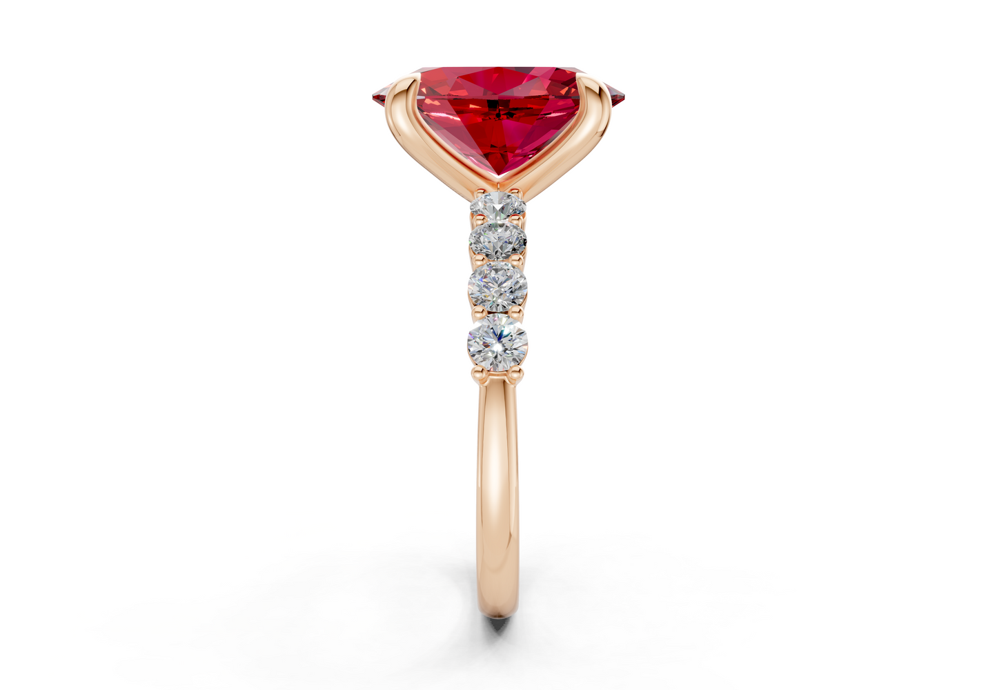 Arabella Ruby Gemstone Accent Oval Cut 2mm Engagement Ring