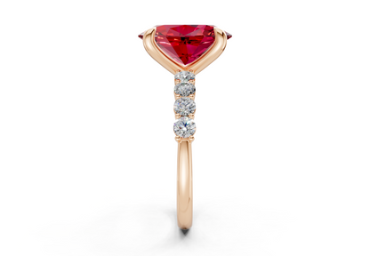 Arabella Ruby Gemstone Accent Oval Cut 2mm Engagement Ring