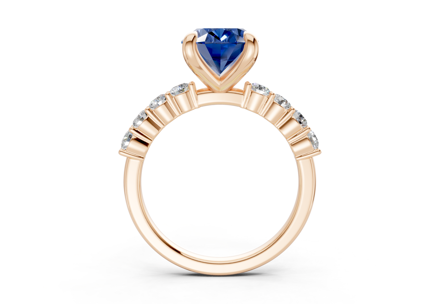 Arabella Sapphire Gemstone Accent Oval Cut 2mm Engagement Ring