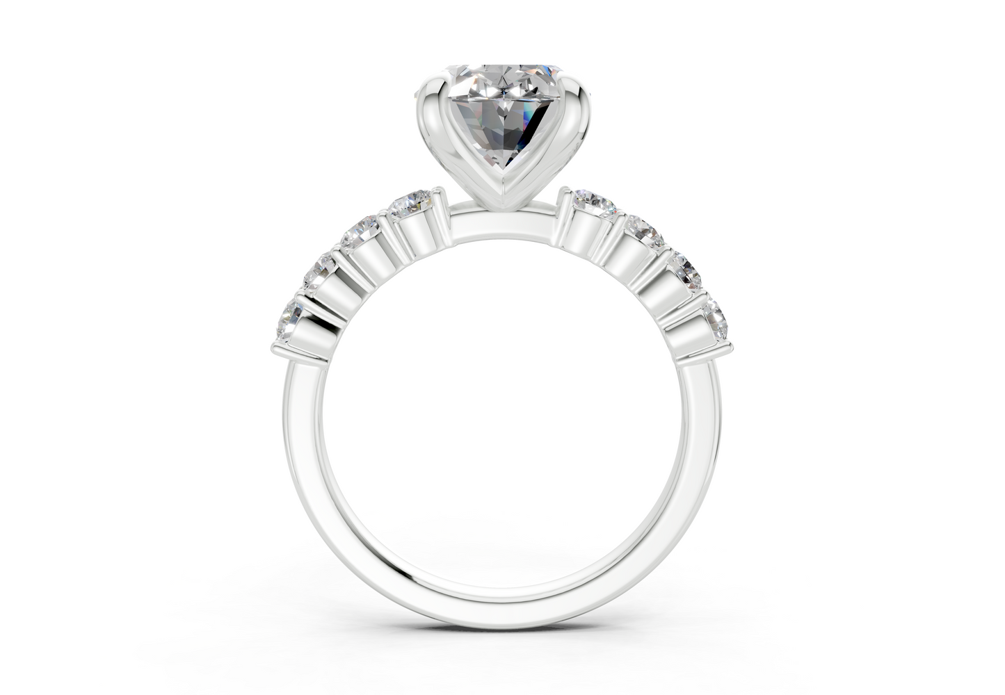Arabella Diamond Accent Oval Cut 2mm Engagement Ring