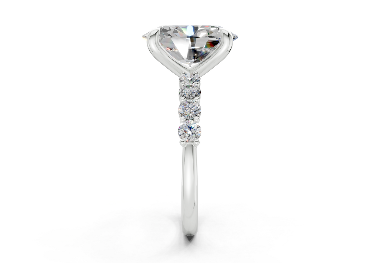 Arabella Diamond Accent Oval Cut 2mm Engagement Ring