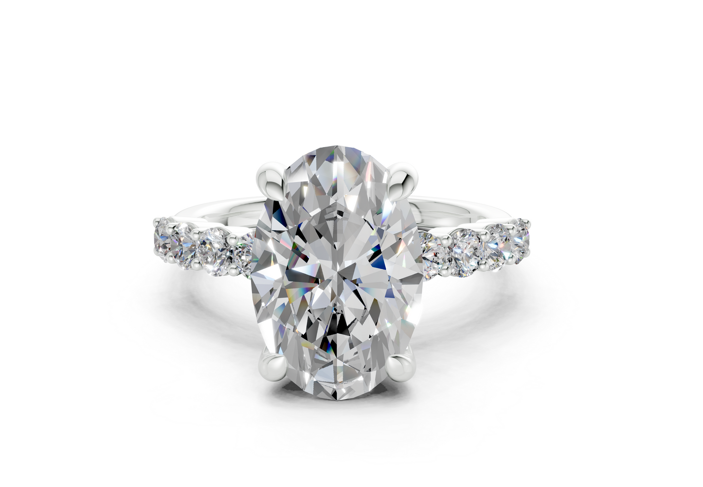 Arabella Diamond Accent Oval Cut 2mm Engagement Ring