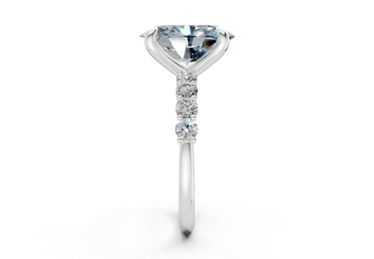 Arabella Blue Diamond Accent Oval Cut 2mm Engagement Ring