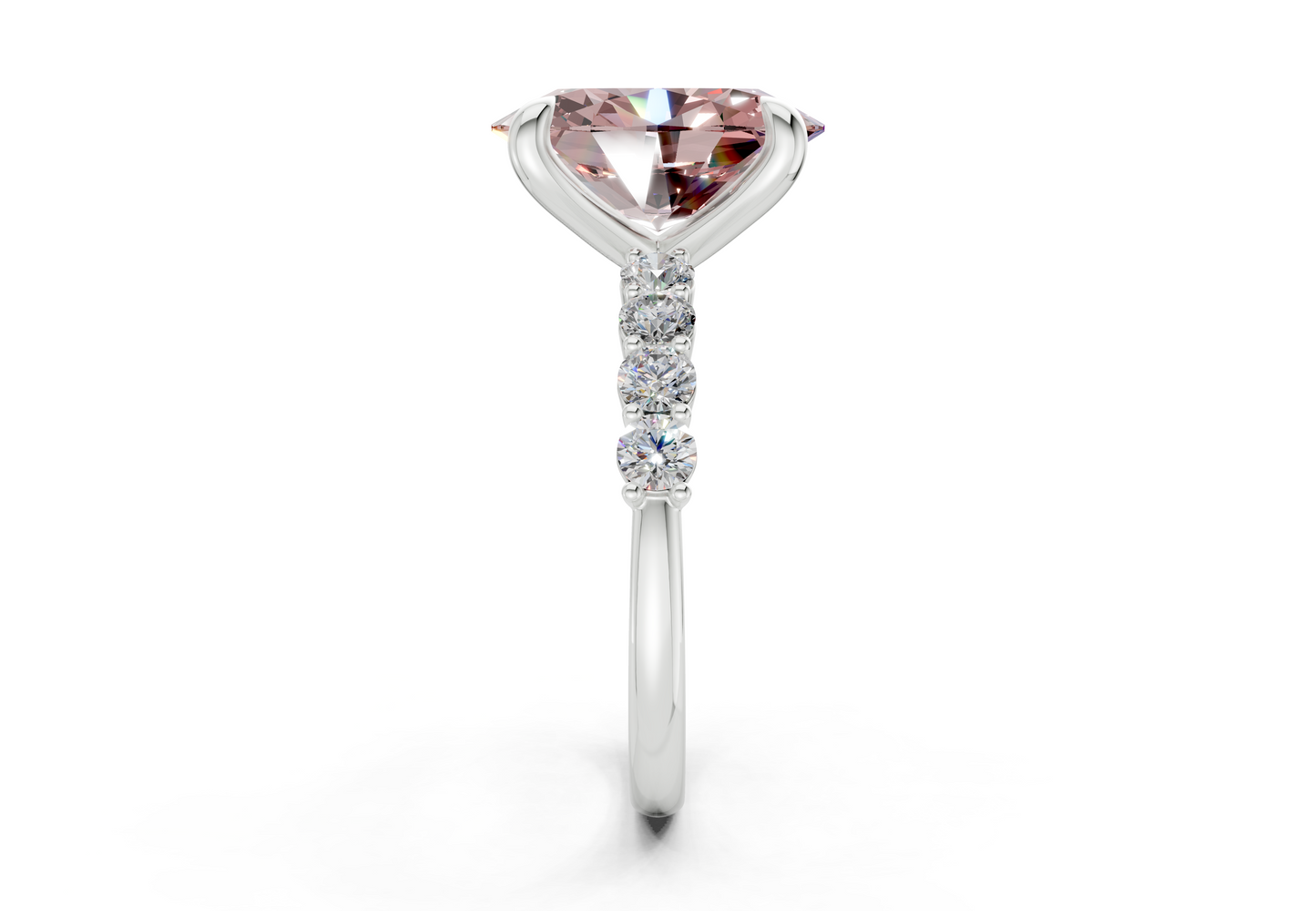 Arabella Pink Diamond Accent Oval Cut 2mm Engagement Ring