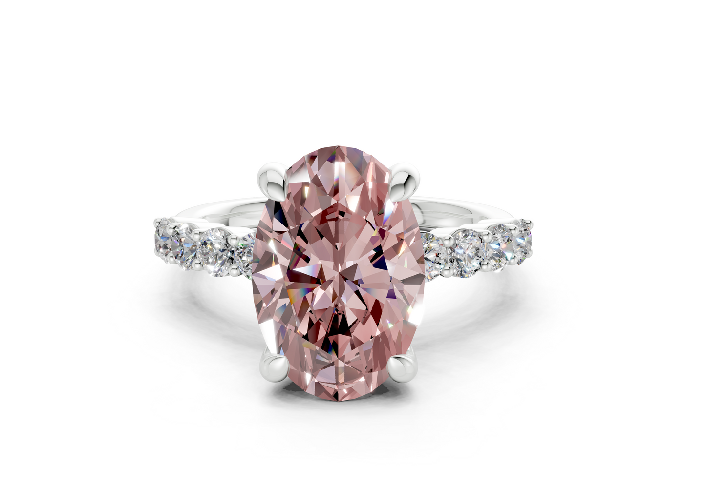 Arabella Pink Diamond Accent Oval Cut 2mm Engagement Ring