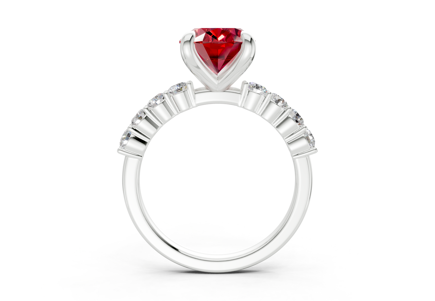Arabella Ruby Gemstone Accent Oval Cut 2mm Engagement Ring