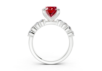 Arabella Ruby Gemstone Accent Oval Cut 2mm Engagement Ring