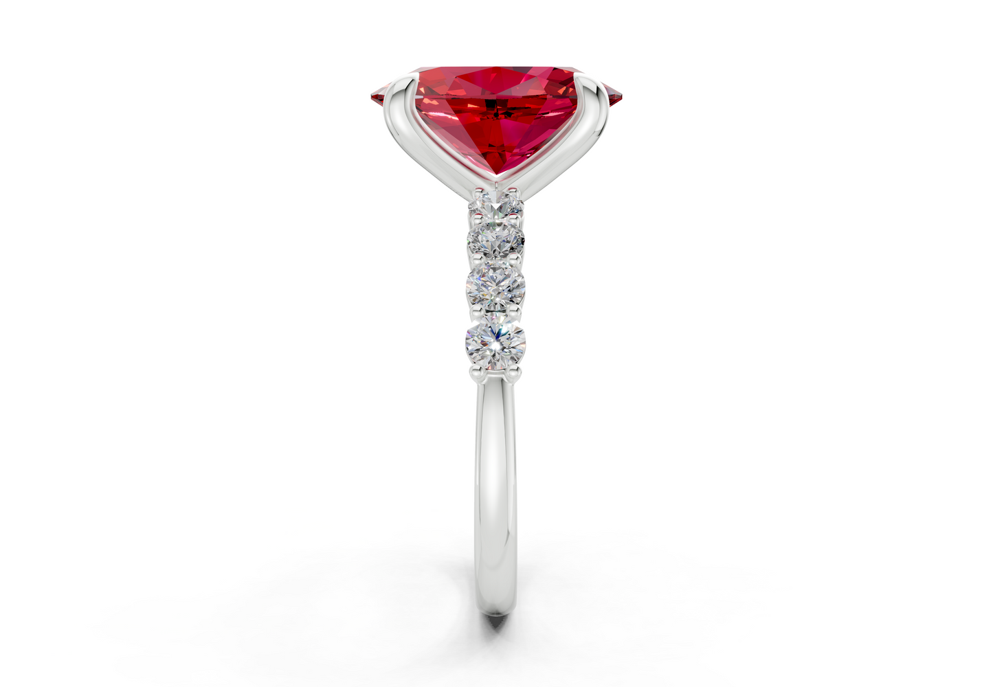 Arabella Ruby Gemstone Accent Oval Cut 2mm Engagement Ring