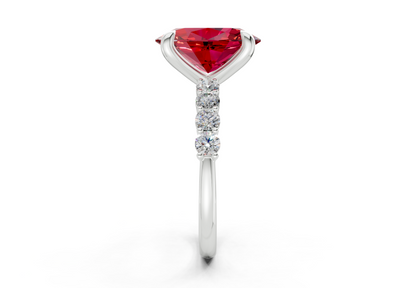 Arabella Ruby Gemstone Accent Oval Cut 2mm Engagement Ring