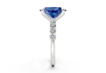 Arabella Sapphire Gemstone Accent Oval Cut 2mm Engagement Ring