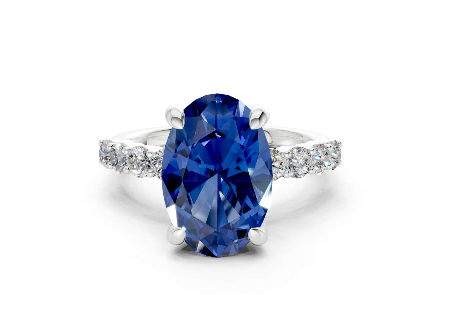 Arabella Sapphire Gemstone Accent Oval Cut 2mm Engagement Ring