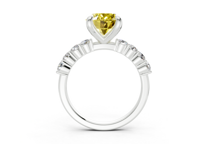 Arabella Yellow Diamond Accent Oval Cut 2mm Engagement Ring