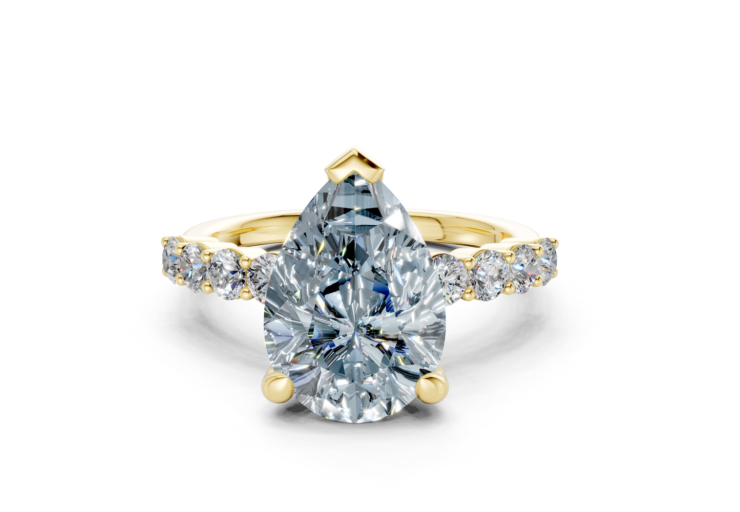 Arabella Blue Diamond Accent Pear Cut 2mm Engagement Ring