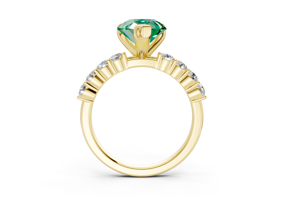 Arabella Emerald Gemstone Accent Pear Cut 2mm Engagement Ring