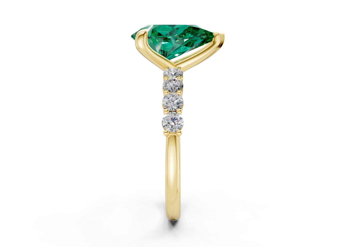 Arabella Emerald Gemstone Accent Pear Cut 2mm Engagement Ring